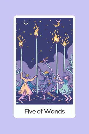 Five of Wands tarot card