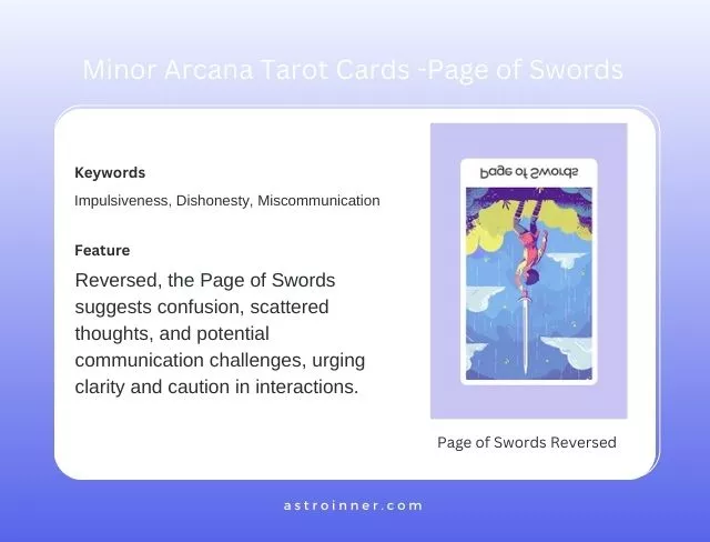 Page of Swords Reversed Meaning